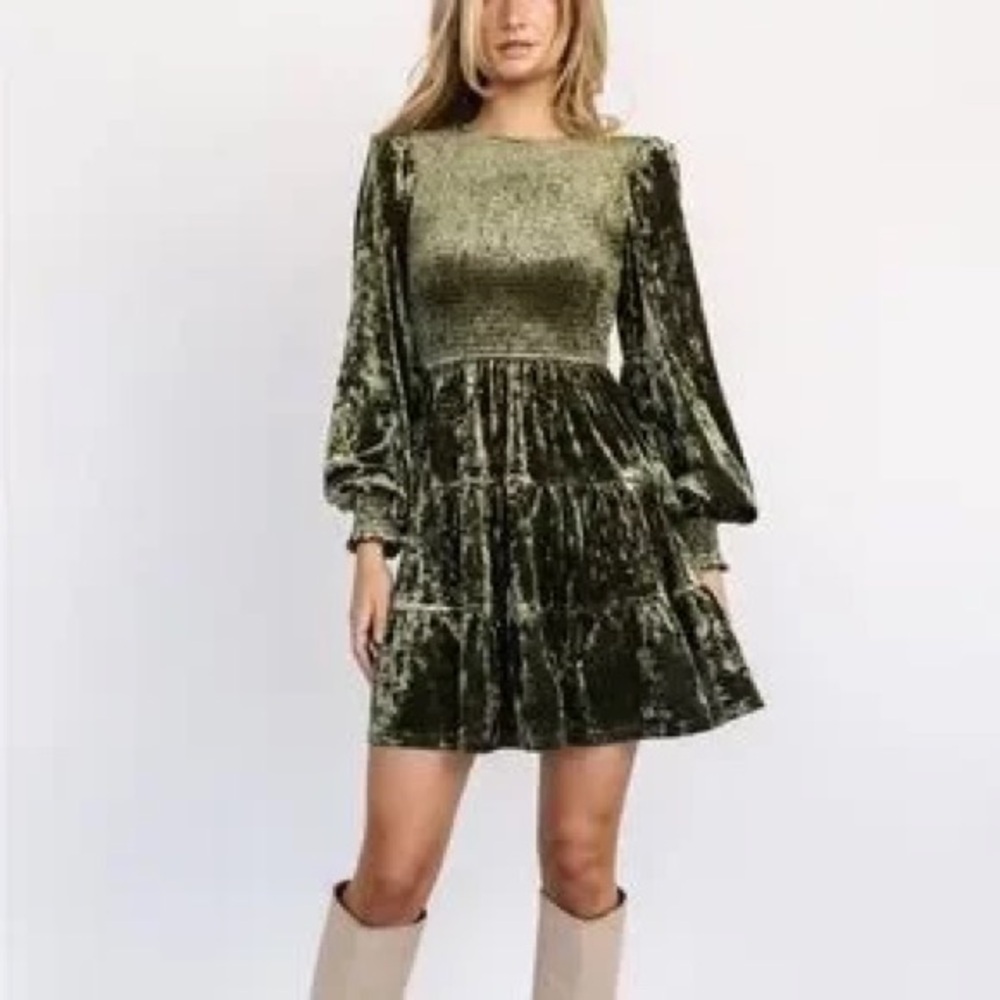 NWT Baltic Born Kele Crushed Velvet Mini Dress black medium - Picture 6 of 6